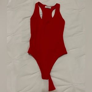 Babaton racer bodysuit in red, size XS, from Aritzia